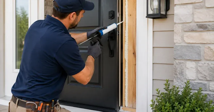 fiberglass front door installed with sidelights in Kitchener