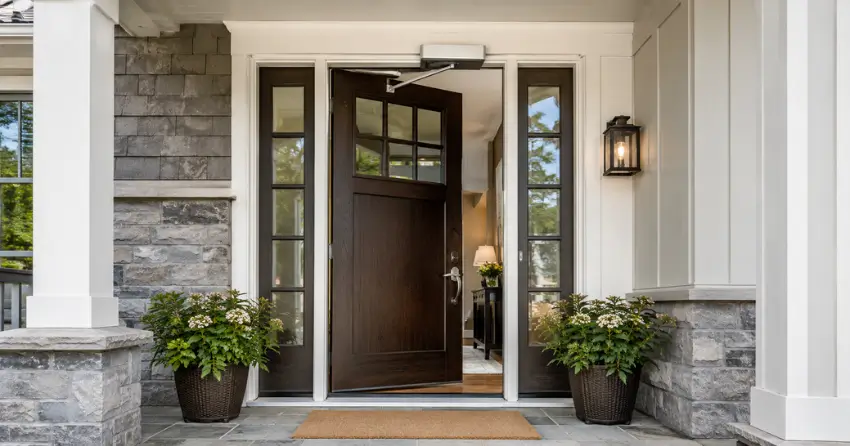 residential automatic door opener installed on exterior entry door in Rosenburg, Kitchener