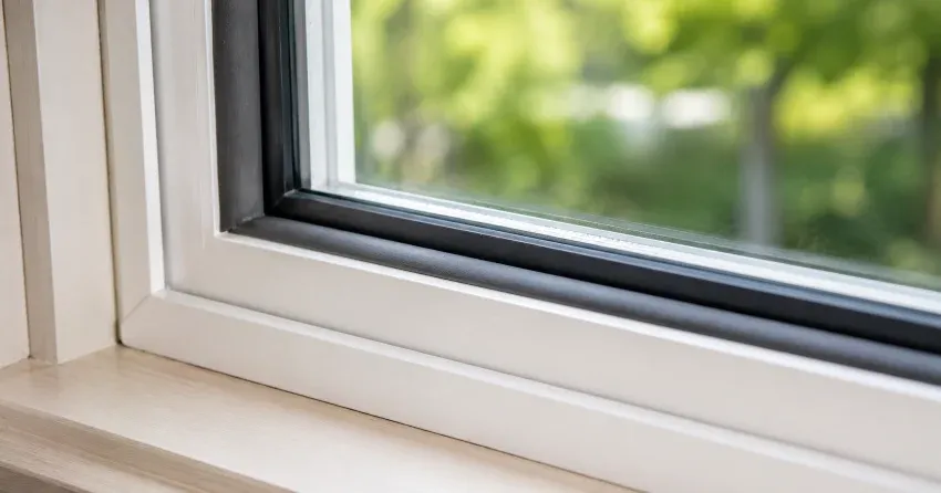 technician inspecting window weatherstripping for drafty window repair Kitchener